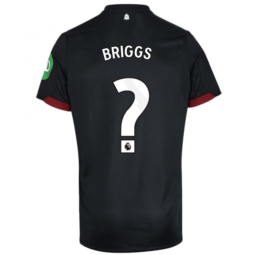 Niño Fútbol Camiseta Josh Briggs #0 Negro Blanco 2ª Equipación 2024/25 Argentina