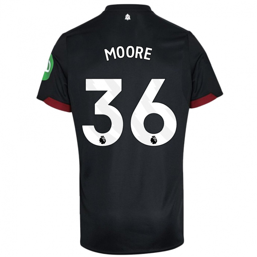 Niño Fútbol Camiseta Sean Moore #36 Negro Blanco 2ª Equipación 2024/25 Argentina