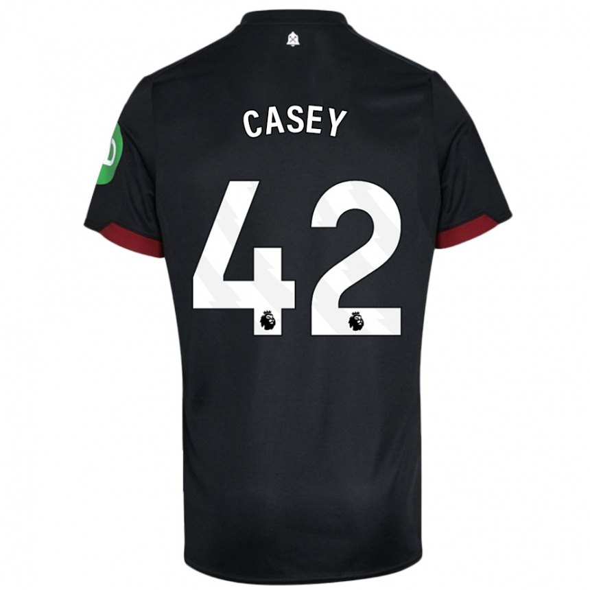 Niño Fútbol Camiseta Kaelan Casey #42 Negro Blanco 2ª Equipación 2024/25 Argentina