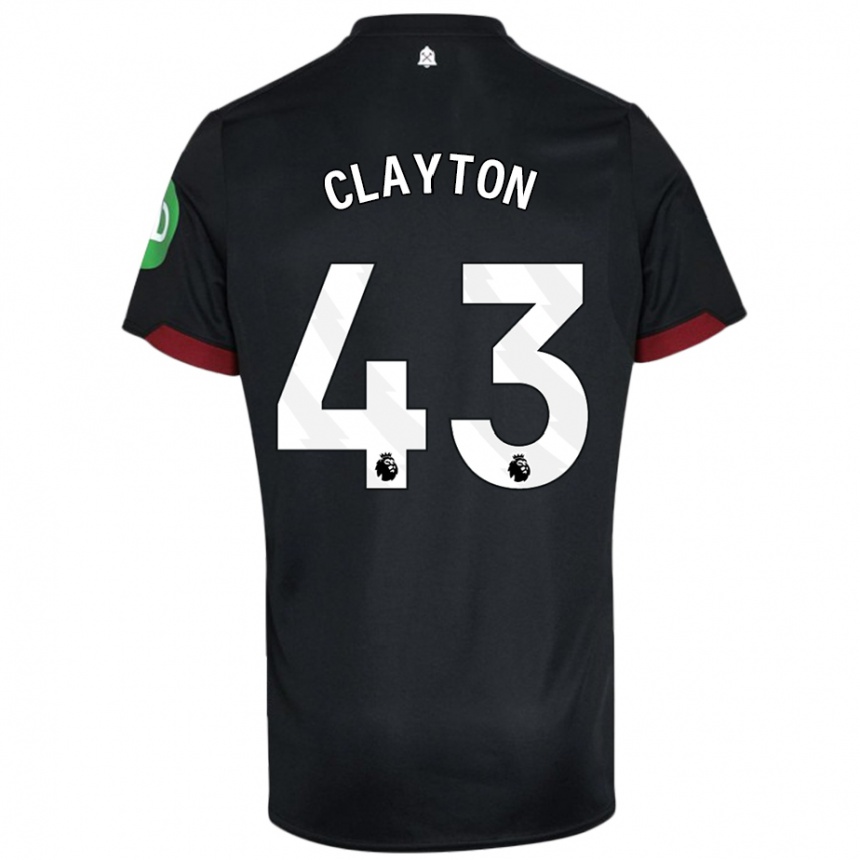 Niño Fútbol Camiseta Regan Clayton #43 Negro Blanco 2ª Equipación 2024/25 Argentina