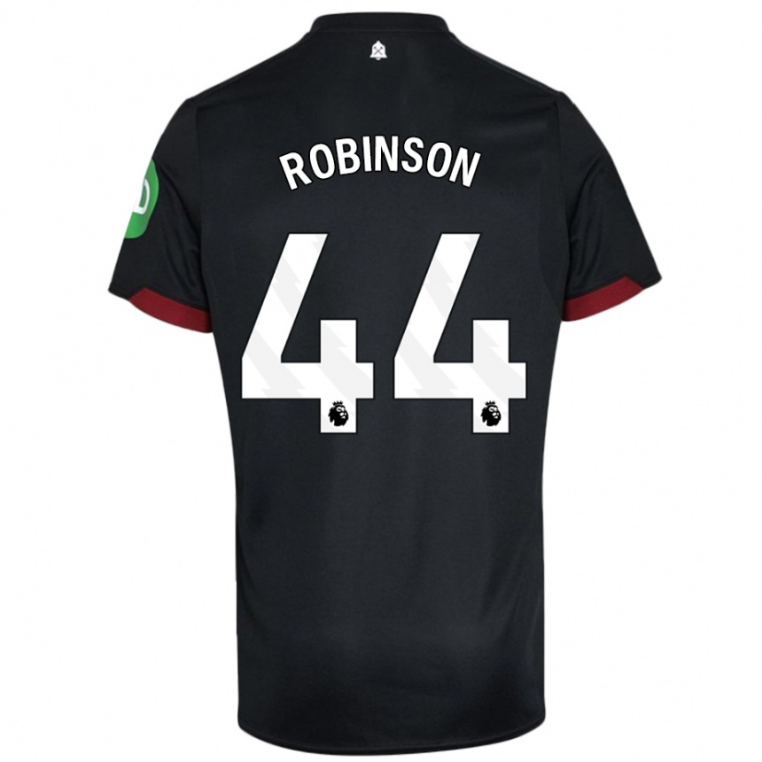 Niño Fútbol Camiseta Junior Robinson #44 Negro Blanco 2ª Equipación 2024/25 Argentina