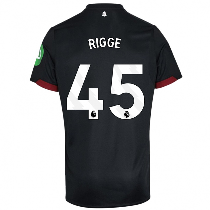 Niño Fútbol Camiseta Daniel Rigge #45 Negro Blanco 2ª Equipación 2024/25 Argentina