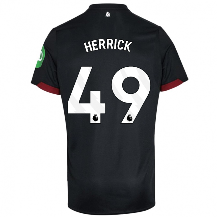 Niño Fútbol Camiseta Finlay Herrick #49 Negro Blanco 2ª Equipación 2024/25 Argentina