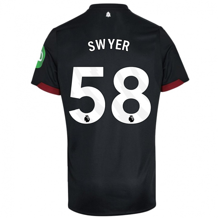 Niño Fútbol Camiseta Kamarai Swyer #58 Negro Blanco 2ª Equipación 2024/25 Argentina