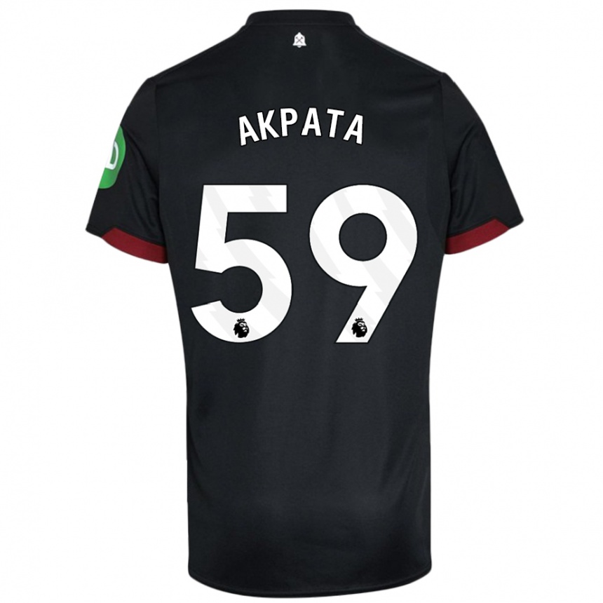 Niño Fútbol Camiseta Tyron Akpata #59 Negro Blanco 2ª Equipación 2024/25 Argentina