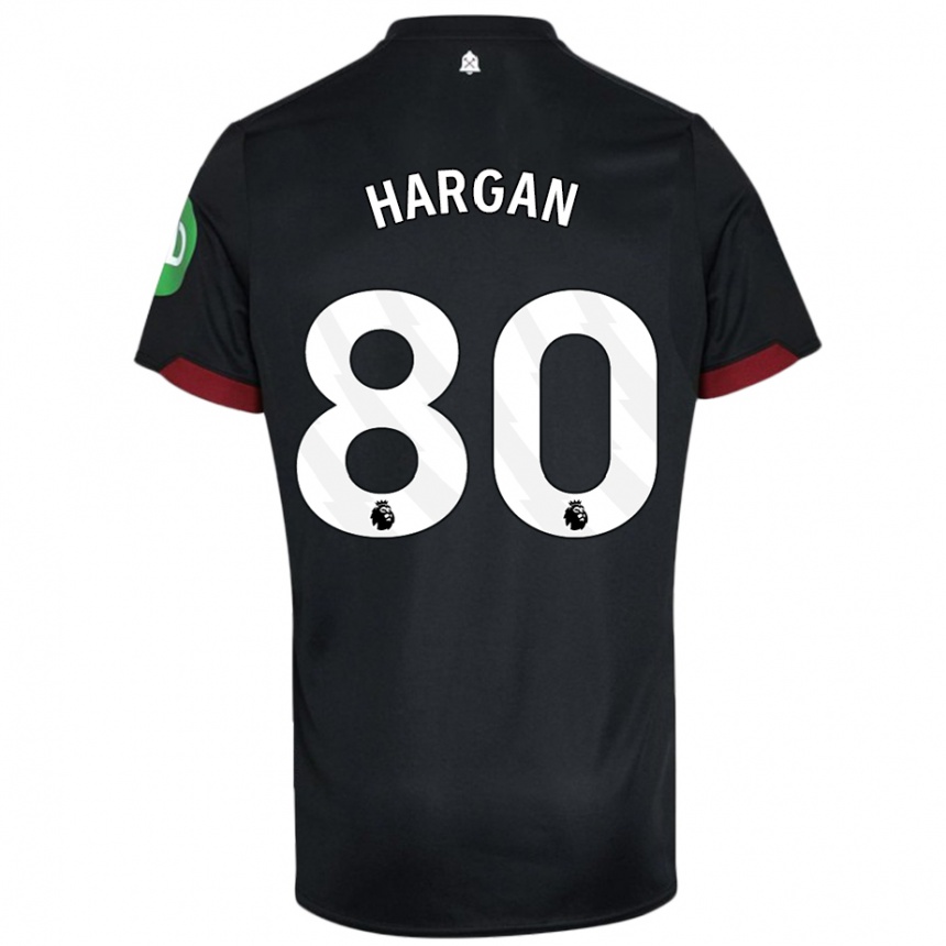 Niño Fútbol Camiseta Riley Hargan #80 Negro Blanco 2ª Equipación 2024/25 Argentina