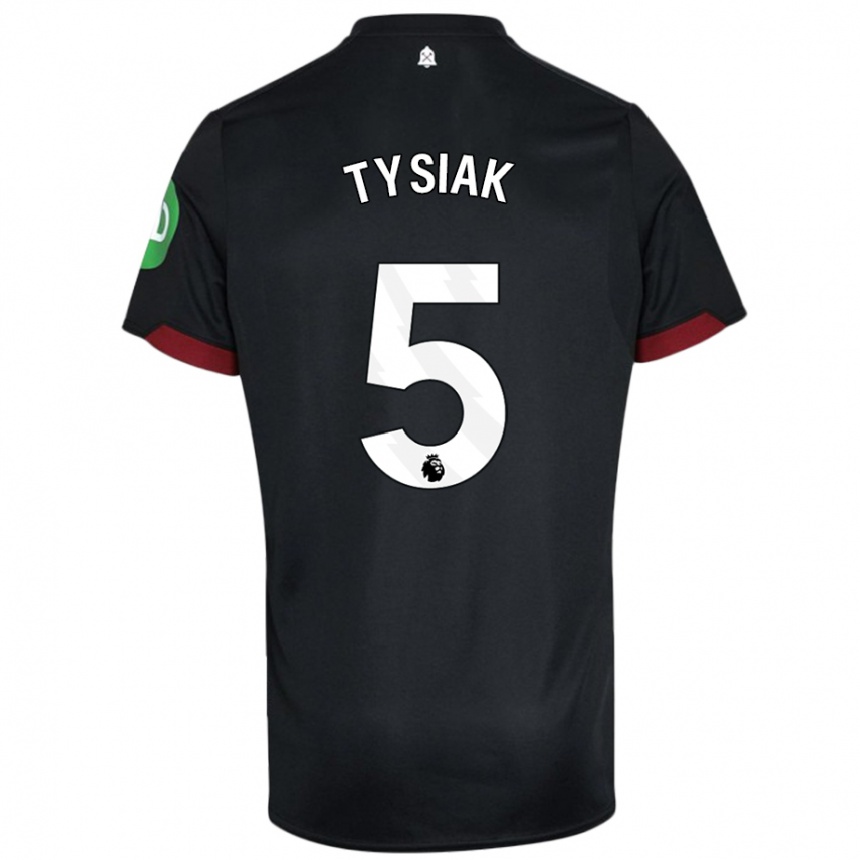 Niño Fútbol Camiseta Amber Tysiak #5 Negro Blanco 2ª Equipación 2024/25 Argentina