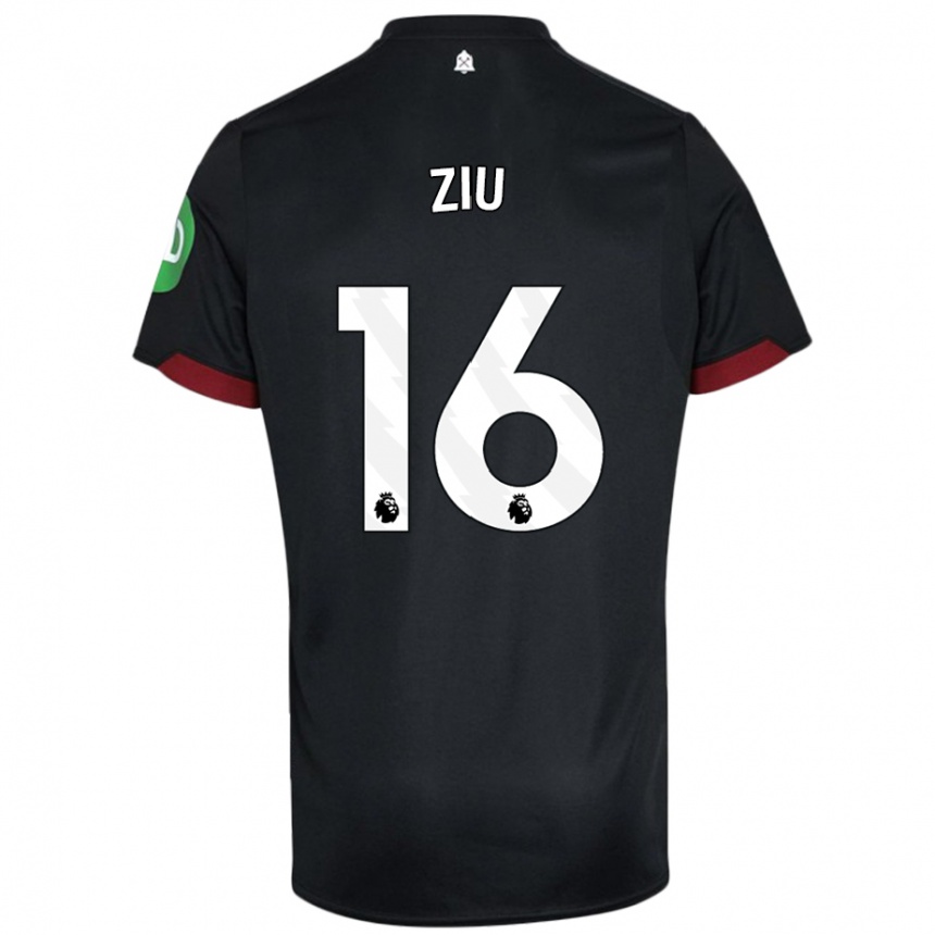 Niño Fútbol Camiseta Jessica Ziu #16 Negro Blanco 2ª Equipación 2024/25 Argentina