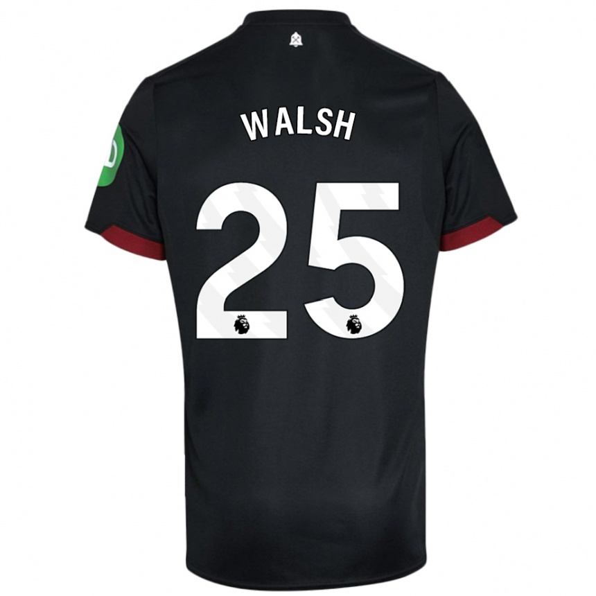 Niño Fútbol Camiseta Megan Walsh #25 Negro Blanco 2ª Equipación 2024/25 Argentina