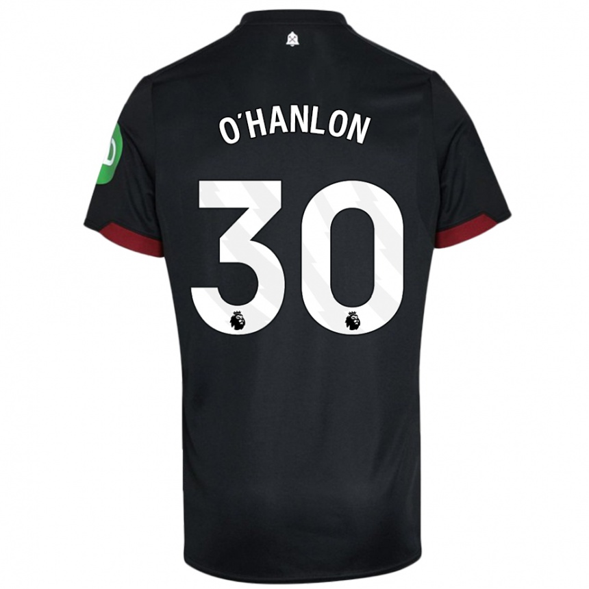 Niño Fútbol Camiseta Katie O'hanlon #30 Negro Blanco 2ª Equipación 2024/25 Argentina