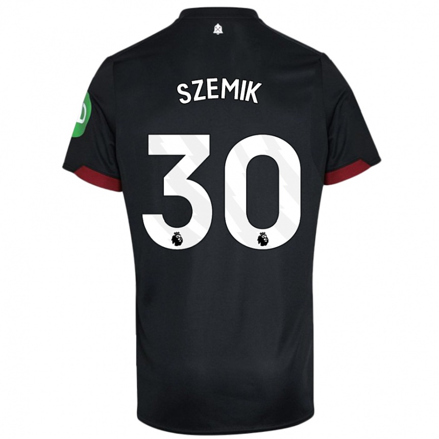 Niño Fútbol Camiseta Kinga Szemik #30 Negro Blanco 2ª Equipación 2024/25 Argentina