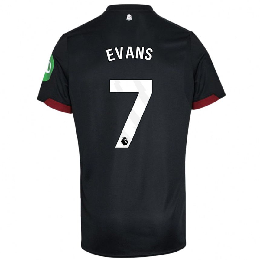 Niño Fútbol Camiseta Lisa Evans #7 Negro Blanco 2ª Equipación 2024/25 Argentina