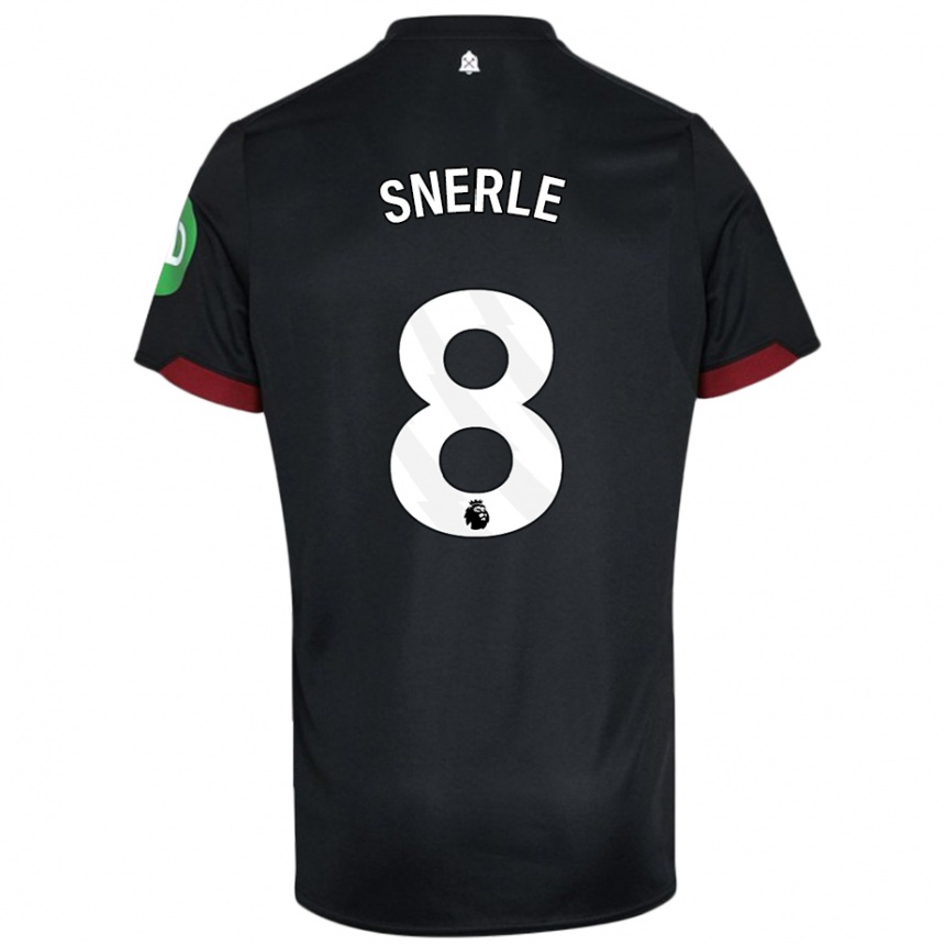 Niño Fútbol Camiseta Emma Snerle #8 Negro Blanco 2ª Equipación 2024/25 Argentina