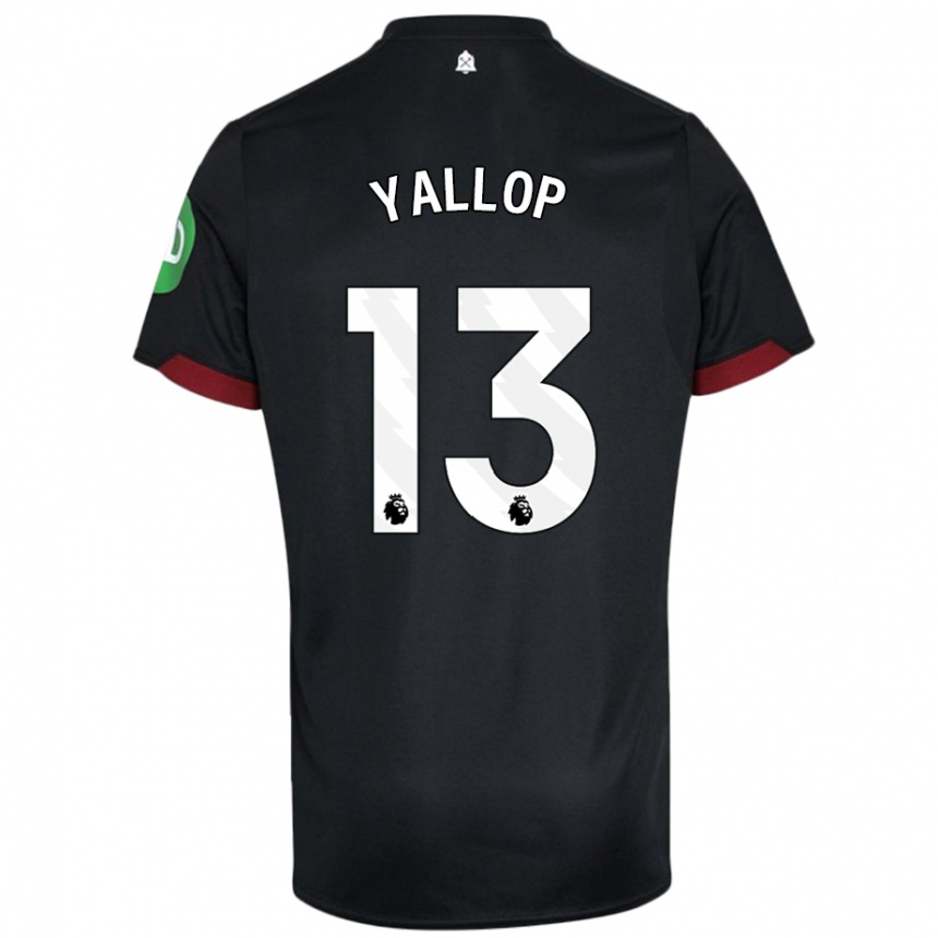 Niño Fútbol Camiseta Tameka Yallop #13 Negro Blanco 2ª Equipación 2024/25 Argentina