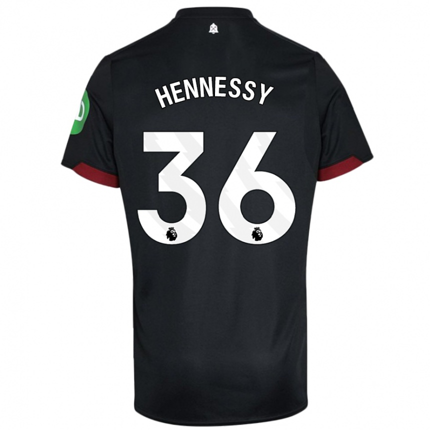 Niño Fútbol Camiseta Alexandra Hennessy #36 Negro Blanco 2ª Equipación 2024/25 Argentina