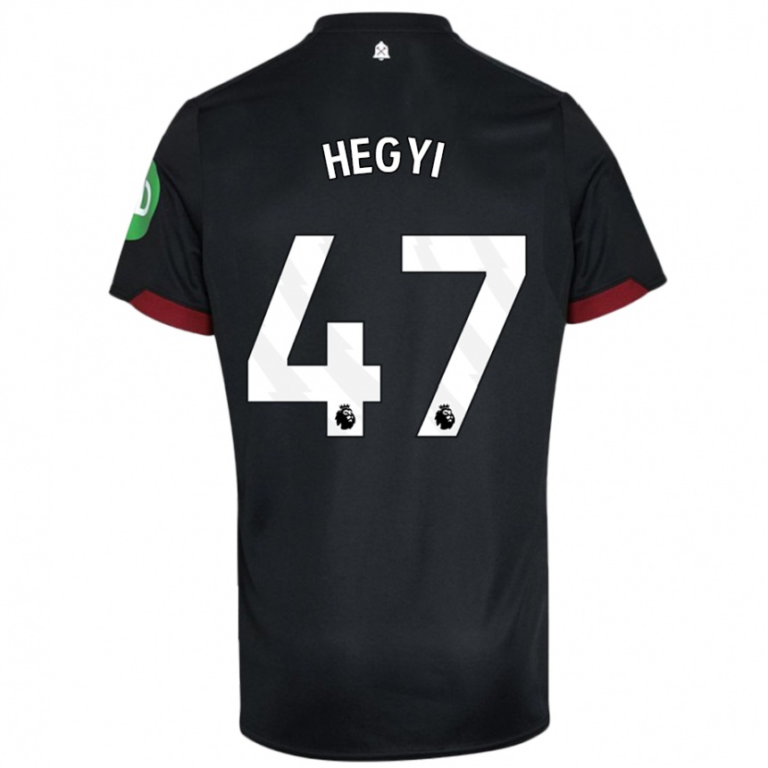 Niño Fútbol Camiseta Krisztian Hegyi #47 Negro Blanco 2ª Equipación 2024/25 Argentina