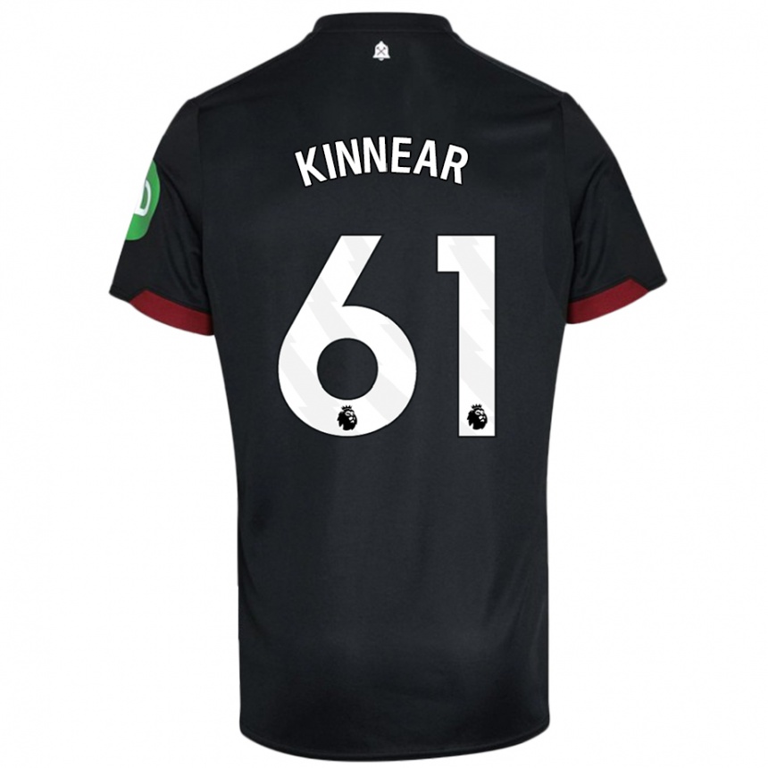 Niño Fútbol Camiseta Brian Kinnear #61 Negro Blanco 2ª Equipación 2024/25 Argentina