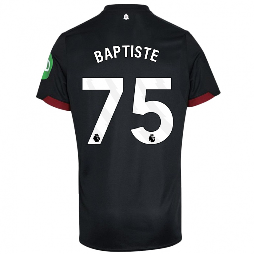 Niño Fútbol Camiseta Jamal Baptiste #75 Negro Blanco 2ª Equipación 2024/25 Argentina