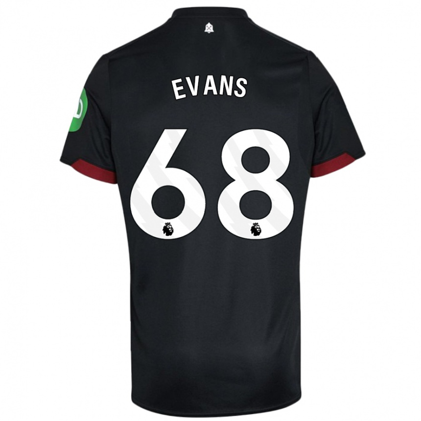 Niño Fútbol Camiseta Isaac Evans #68 Negro Blanco 2ª Equipación 2024/25 Argentina