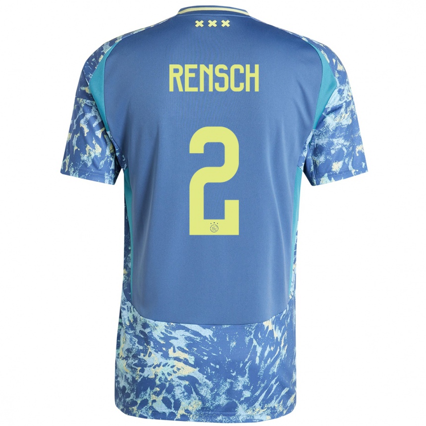 Niño Fútbol Camiseta Devyne Rensch #2 Gris Azul Amarillo 2ª Equipación 2024/25 Argentina