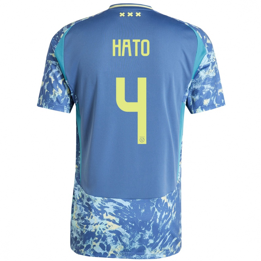 Niño Fútbol Camiseta Jorrel Hato #4 Gris Azul Amarillo 2ª Equipación 2024/25 Argentina