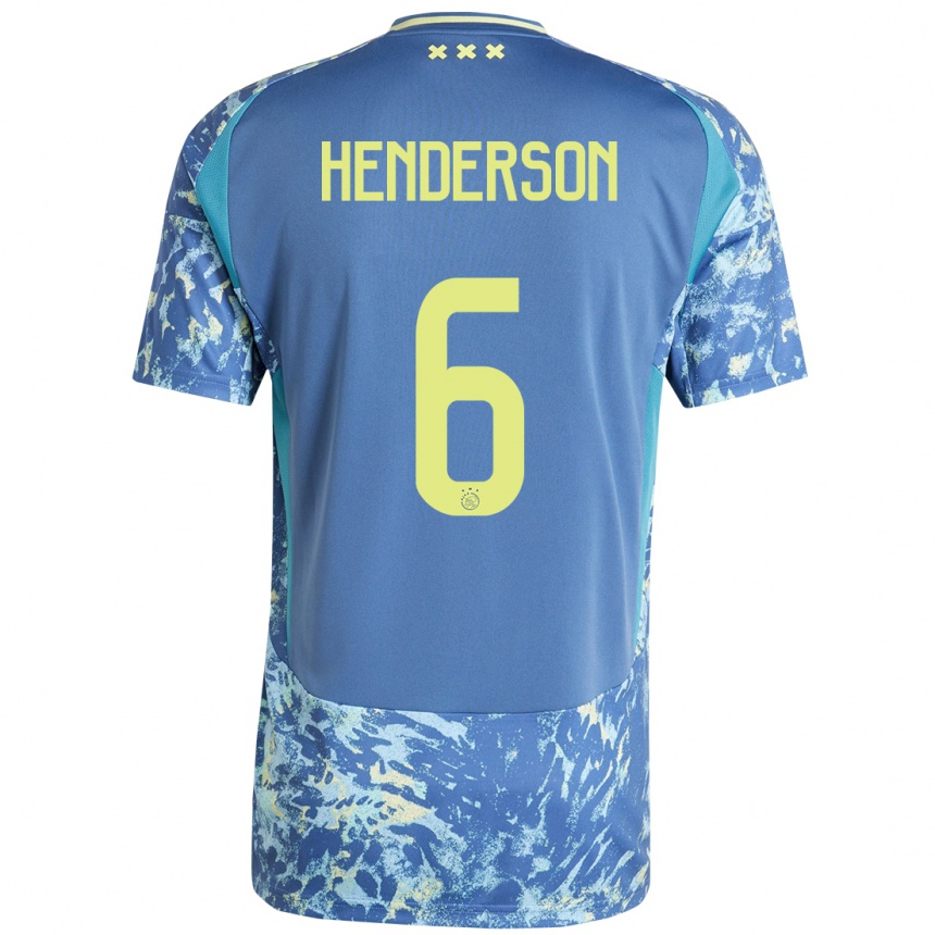 Niño Fútbol Camiseta Jordan Henderson #6 Gris Azul Amarillo 2ª Equipación 2024/25 Argentina