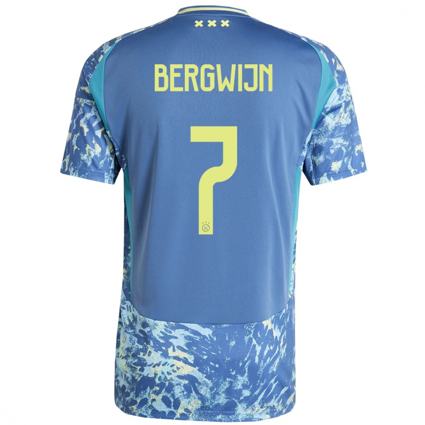 Niño Fútbol Camiseta Steven Bergwijn #7 Gris Azul Amarillo 2ª Equipación 2024/25 Argentina