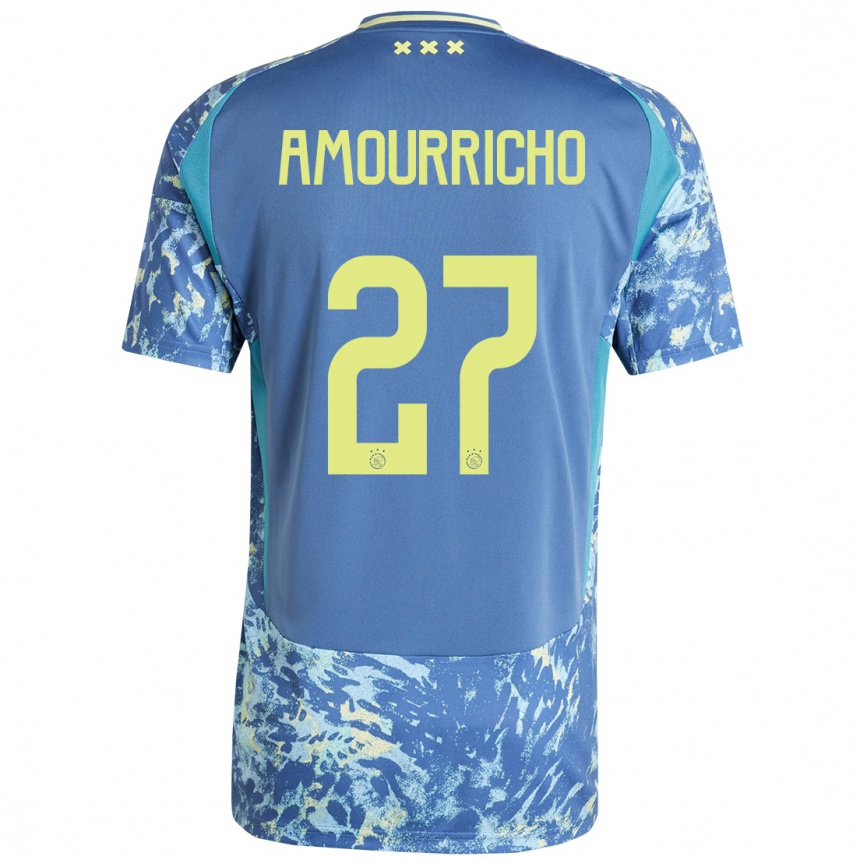 Niño Fútbol Camiseta Amourricho Van Axel Dongen #27 Gris Azul Amarillo 2ª Equipación 2024/25 Argentina