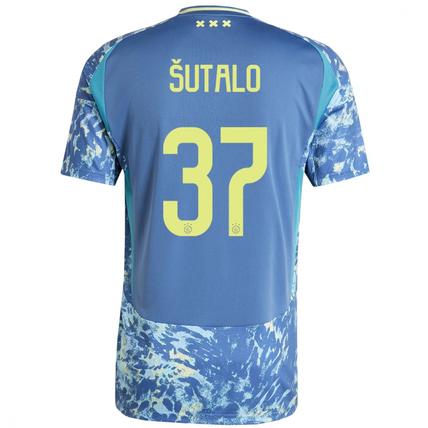 Niño Fútbol Camiseta Josip Sutalo #37 Gris Azul Amarillo 2ª Equipación 2024/25 Argentina