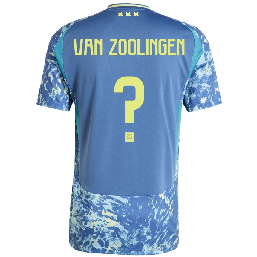 Niño Fútbol Camiseta Glenn Van Zoolingen #0 Gris Azul Amarillo 2ª Equipación 2024/25 Argentina