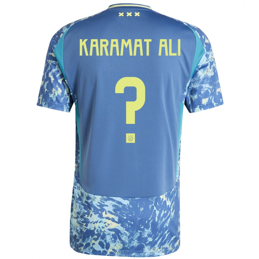 Niño Fútbol Camiseta Yaïr Karamat Ali #0 Gris Azul Amarillo 2ª Equipación 2024/25 Argentina