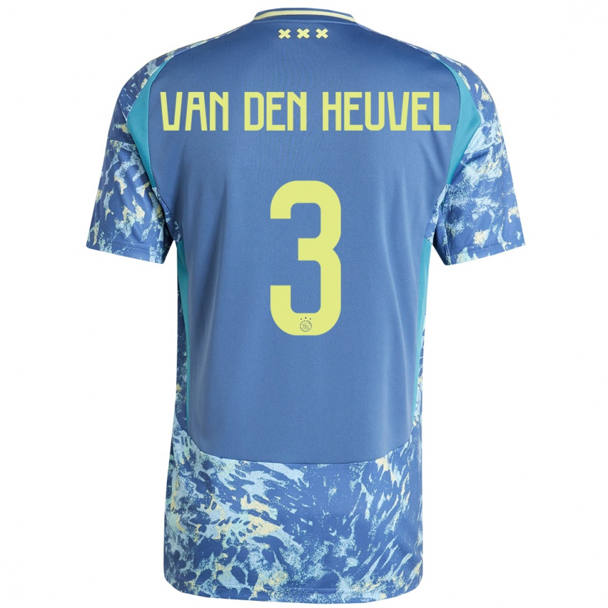 Niño Fútbol Camiseta Nino Van Den Heuvel #3 Gris Azul Amarillo 2ª Equipación 2024/25 Argentina