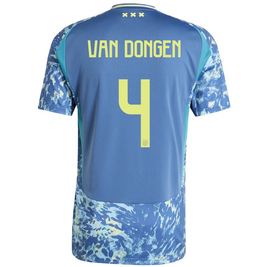 Niño Fútbol Camiseta Bram Van Dongen #4 Gris Azul Amarillo 2ª Equipación 2024/25 Argentina