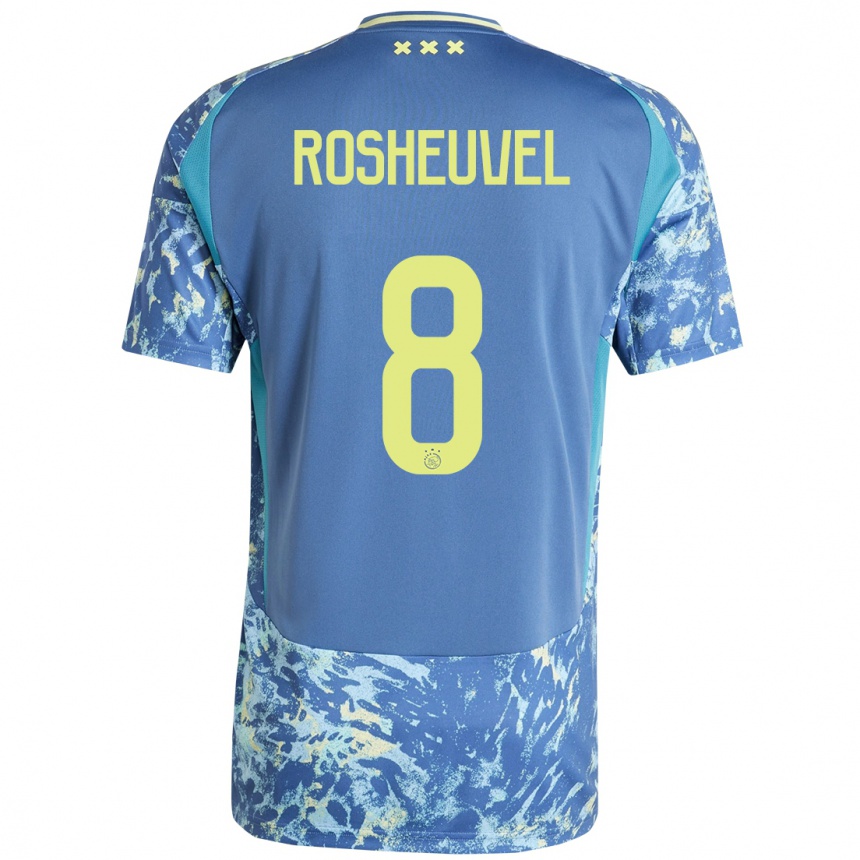 Niño Fútbol Camiseta Darren Rosheuvel #8 Gris Azul Amarillo 2ª Equipación 2024/25 Argentina