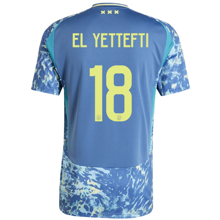 Niño Fútbol Camiseta Adil Amghar El Yettefti #18 Gris Azul Amarillo 2ª Equipación 2024/25 Argentina