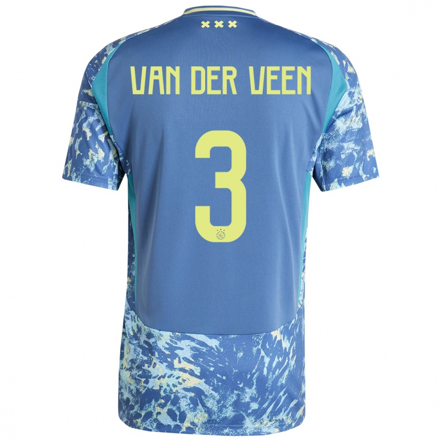 Niño Fútbol Camiseta Roos Van Der Veen #3 Gris Azul Amarillo 2ª Equipación 2024/25 Argentina