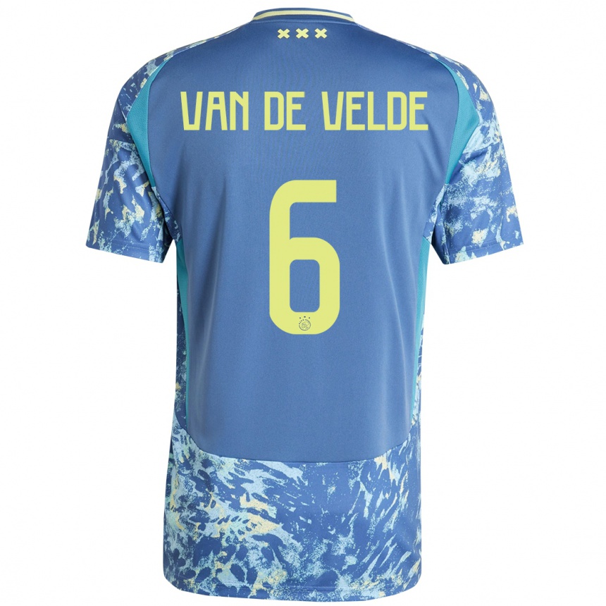 Niño Fútbol Camiseta Jonna Van De Velde #6 Gris Azul Amarillo 2ª Equipación 2024/25 Argentina