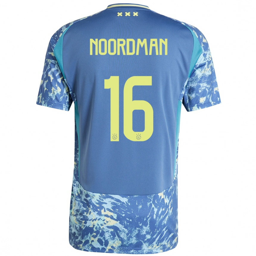 Niño Fútbol Camiseta Danique Noordman #16 Gris Azul Amarillo 2ª Equipación 2024/25 Argentina