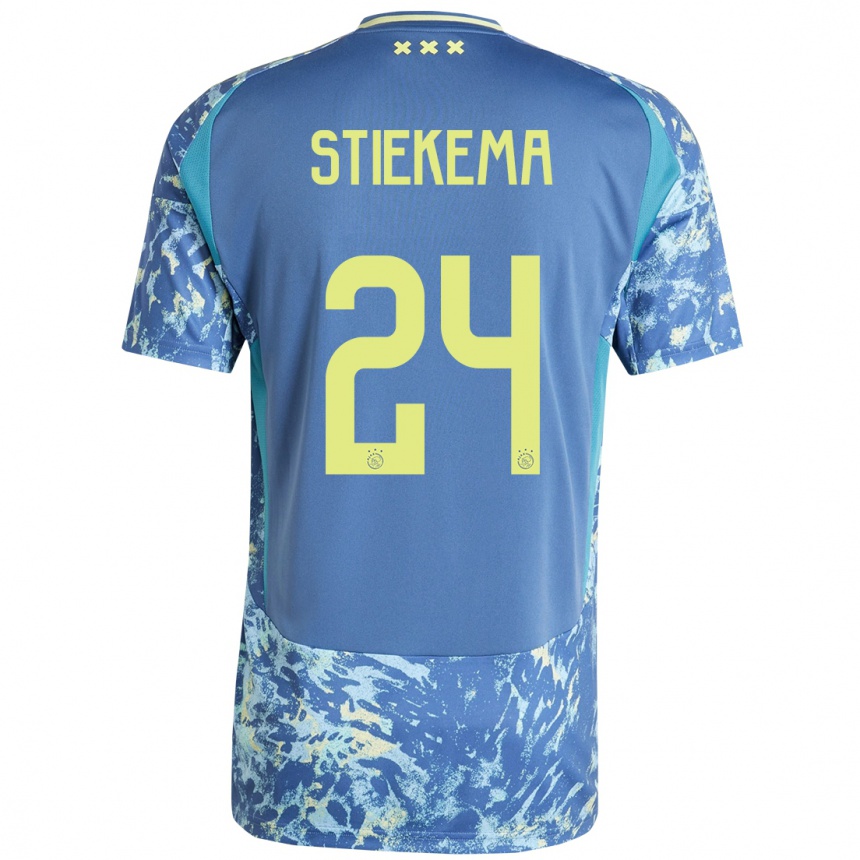 Niño Fútbol Camiseta Iris Stiekema #24 Gris Azul Amarillo 2ª Equipación 2024/25 Argentina