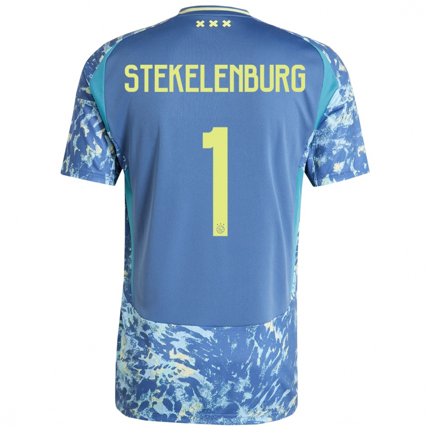 Niño Fútbol Camiseta Maarten Stekelenburg #1 Gris Azul Amarillo 2ª Equipación 2024/25 Argentina