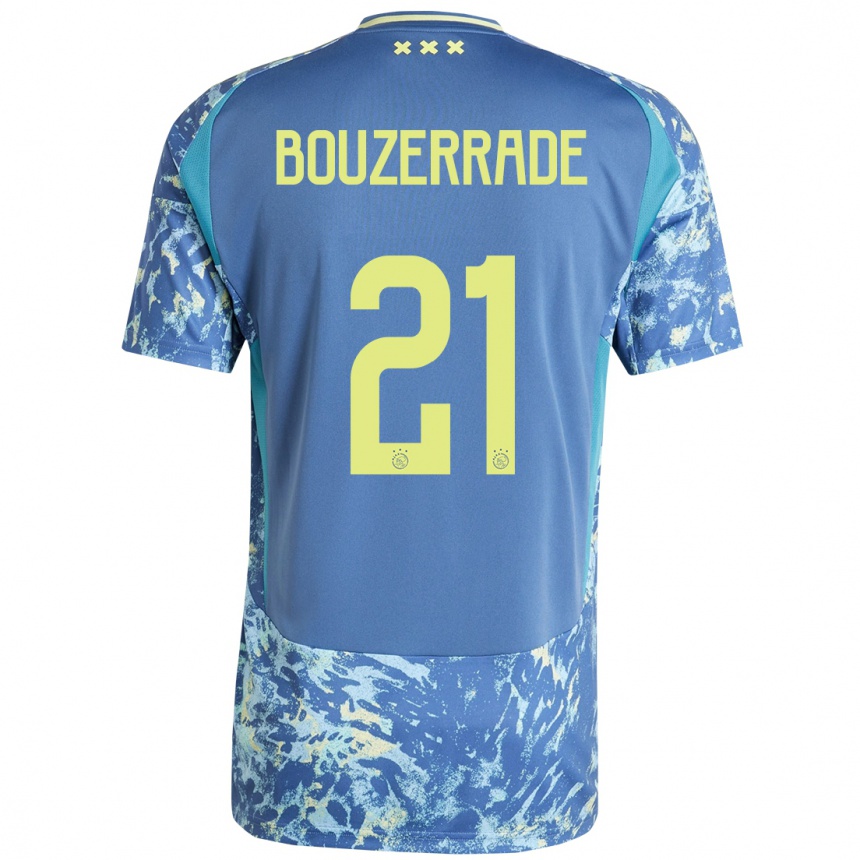 Niño Fútbol Camiseta Zaina Bouzerrade #21 Gris Azul Amarillo 2ª Equipación 2024/25 Argentina