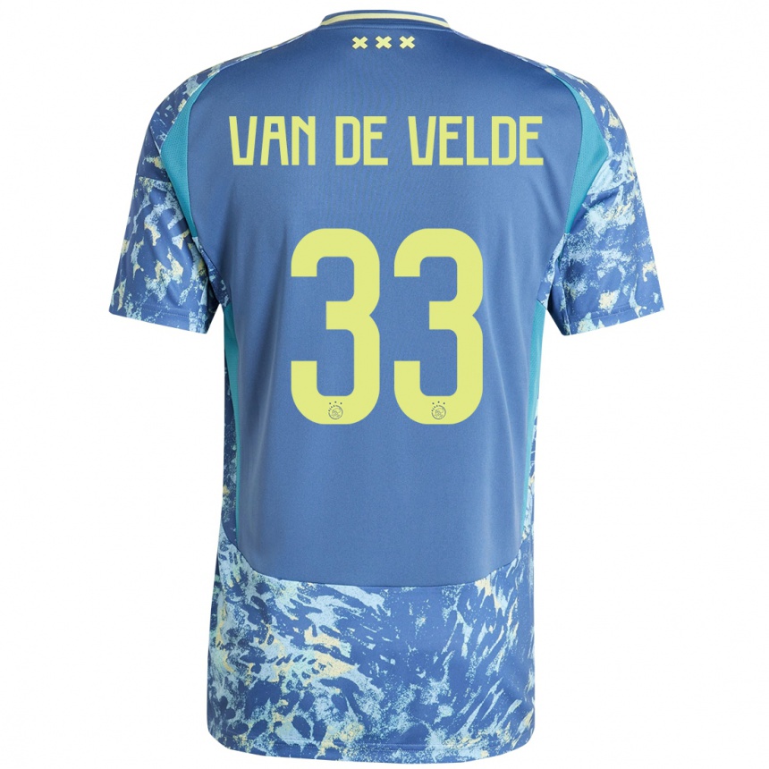 Niño Fútbol Camiseta Jonna Van De Velde #33 Gris Azul Amarillo 2ª Equipación 2024/25 Argentina