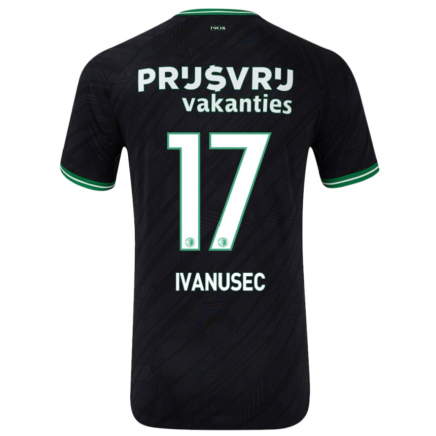 Niño Fútbol Camiseta Luka Ivanusec #17 Negro Verde 2ª Equipación 2024/25 Argentina