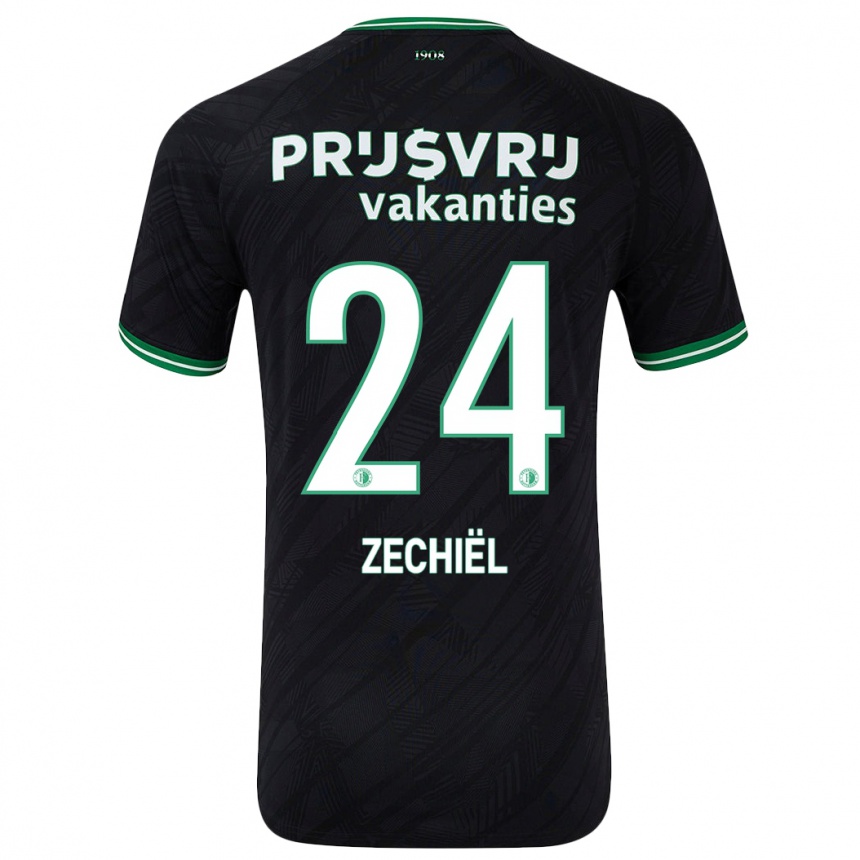 Niño Fútbol Camiseta Gjivai Zechiël #24 Negro Verde 2ª Equipación 2024/25 Argentina