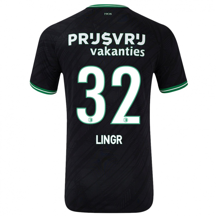 Niño Fútbol Camiseta Ondrej Lingr #32 Negro Verde 2ª Equipación 2024/25 Argentina