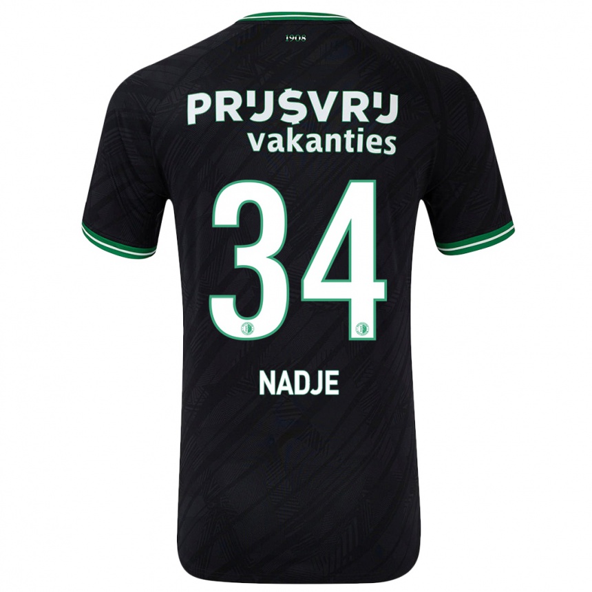 Niño Fútbol Camiseta Chris-Kévin Nadje #34 Negro Verde 2ª Equipación 2024/25 Argentina