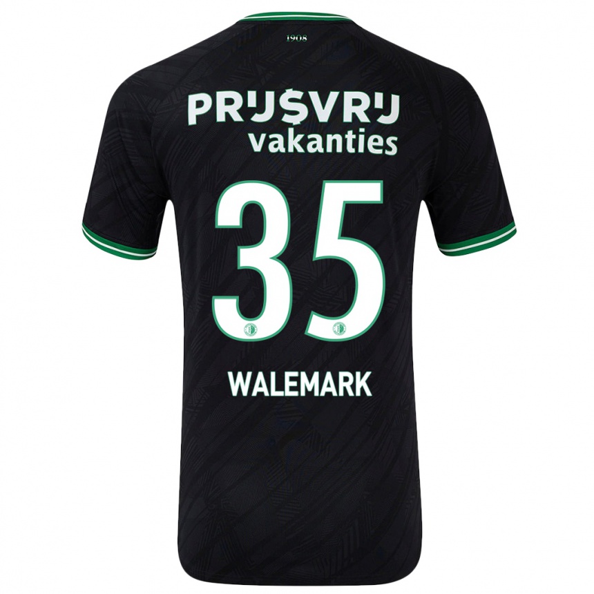 Niño Fútbol Camiseta Patrik Walemark #35 Negro Verde 2ª Equipación 2024/25 Argentina