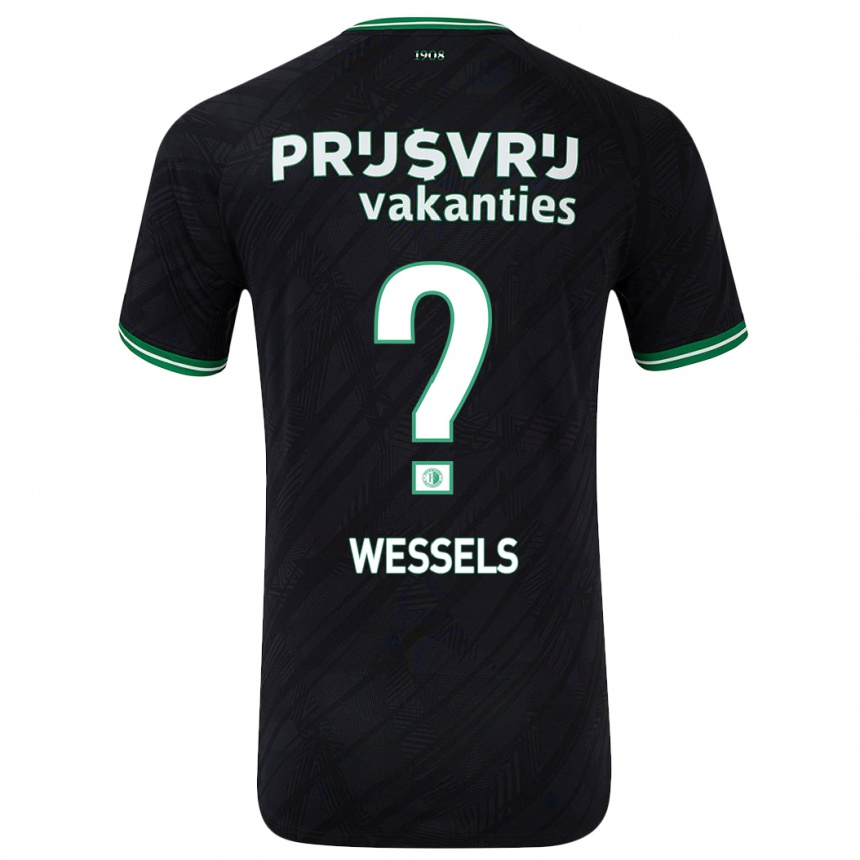 Niño Fútbol Camiseta Tijme Wessels #0 Negro Verde 2ª Equipación 2024/25 Argentina