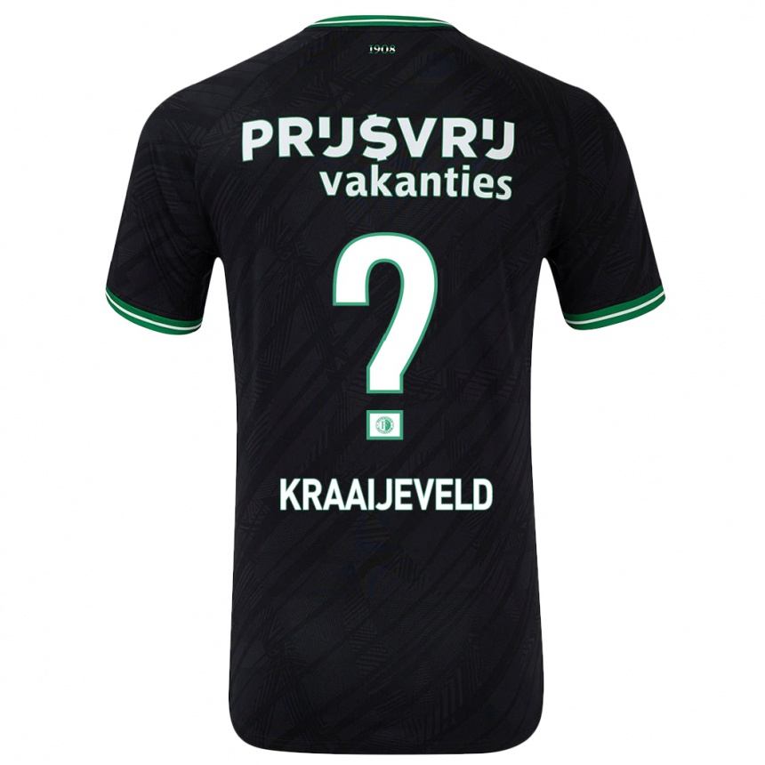 Niño Fútbol Camiseta Thijs Kraaijeveld #0 Negro Verde 2ª Equipación 2024/25 Argentina