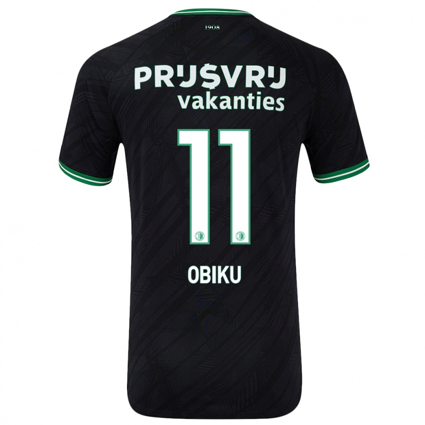 Niño Fútbol Camiseta Junior Obiku #11 Negro Verde 2ª Equipación 2024/25 Argentina